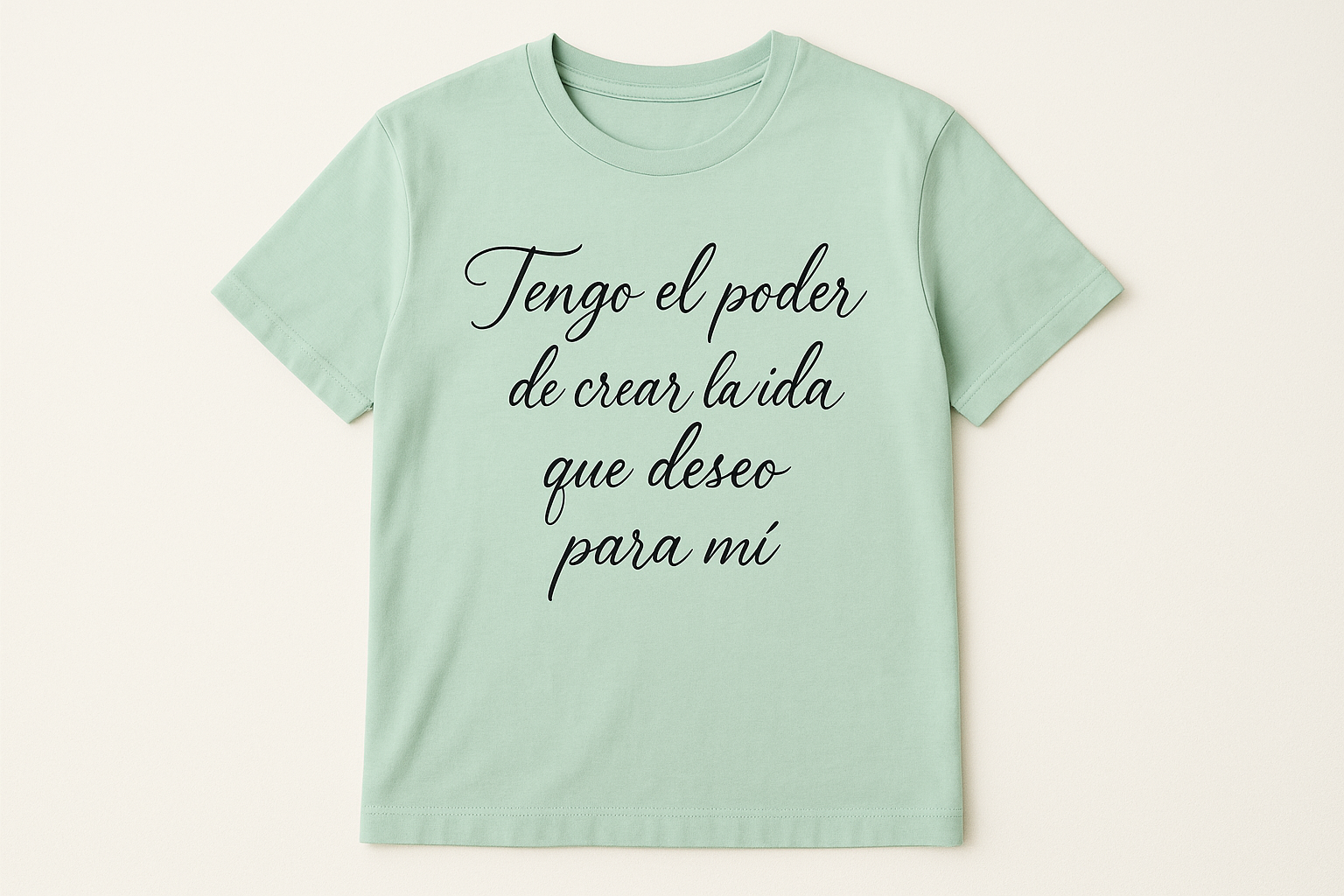 Camisa Menta Pastel con Letra Negra