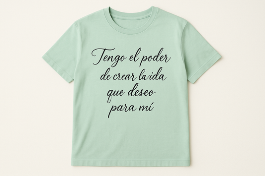 Camisa Menta Pastel con Letra Negra