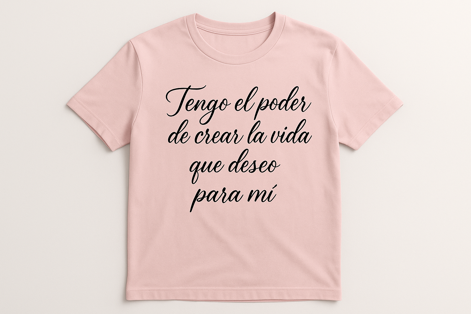 Camisa Rosa Pastel con Letra Negra